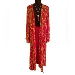 Show Me Your Mumu Chain Print Kimono, XXL, red